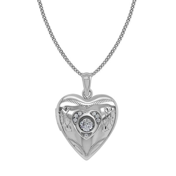 Dancing Diamond Heart Locket Necklace