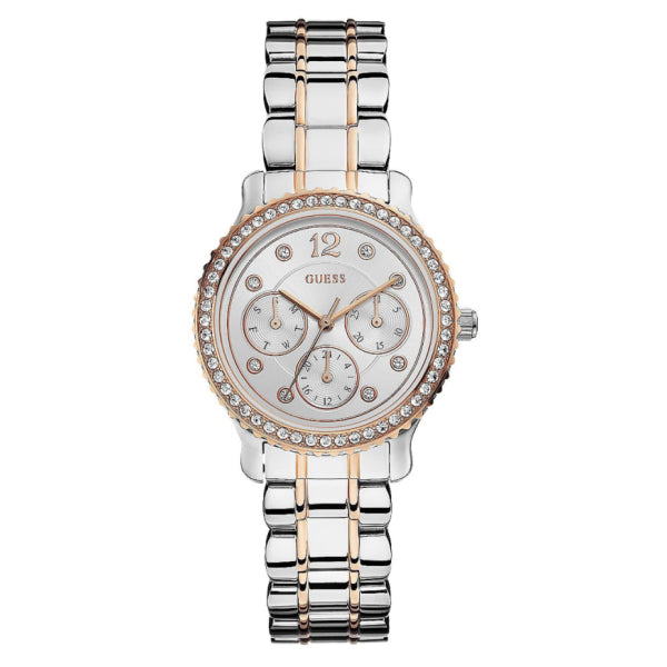 Guess Ladies Multifunction Watch: Silver/Rose