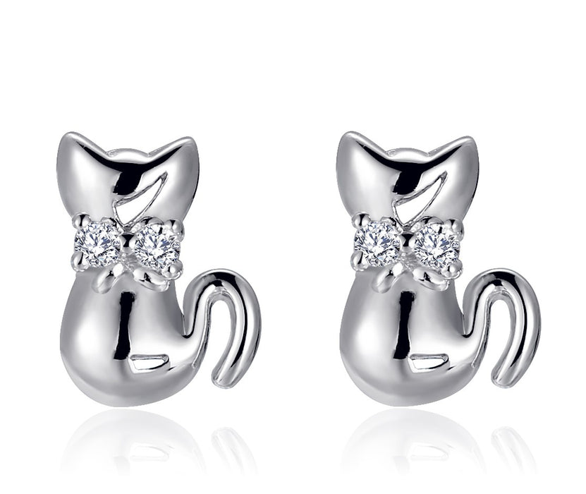 Sterling Silver Cat Studs