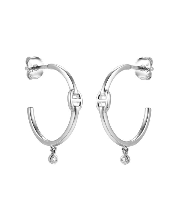 Buckle Hoop Earrings: Silver
