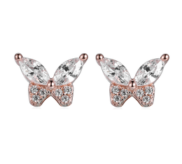 Casablanca Rose Gold Sterling Silver Butterfly Stud Earrings