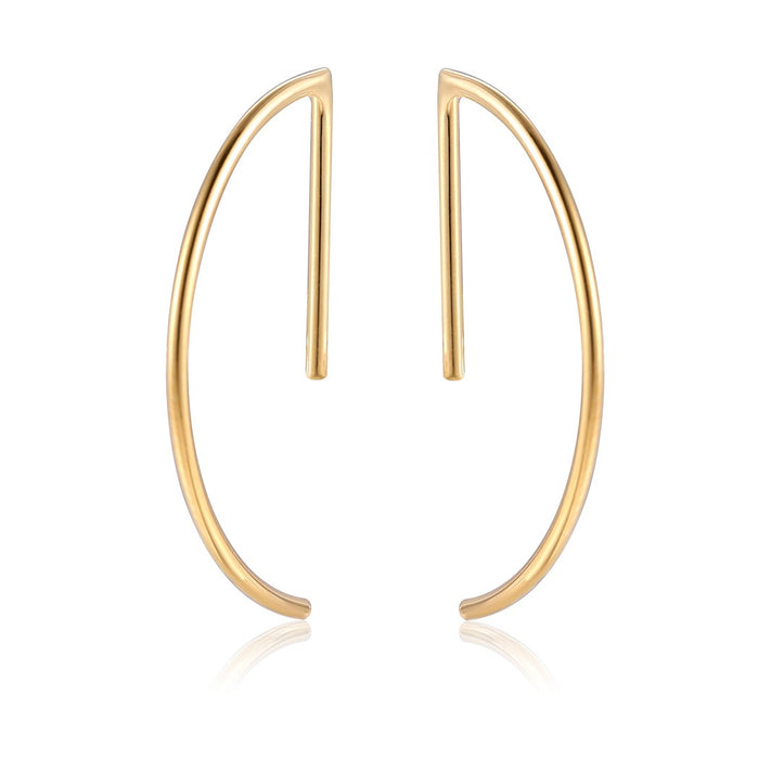 Sterling Silver Half Hoop Earrings: Gold-tone