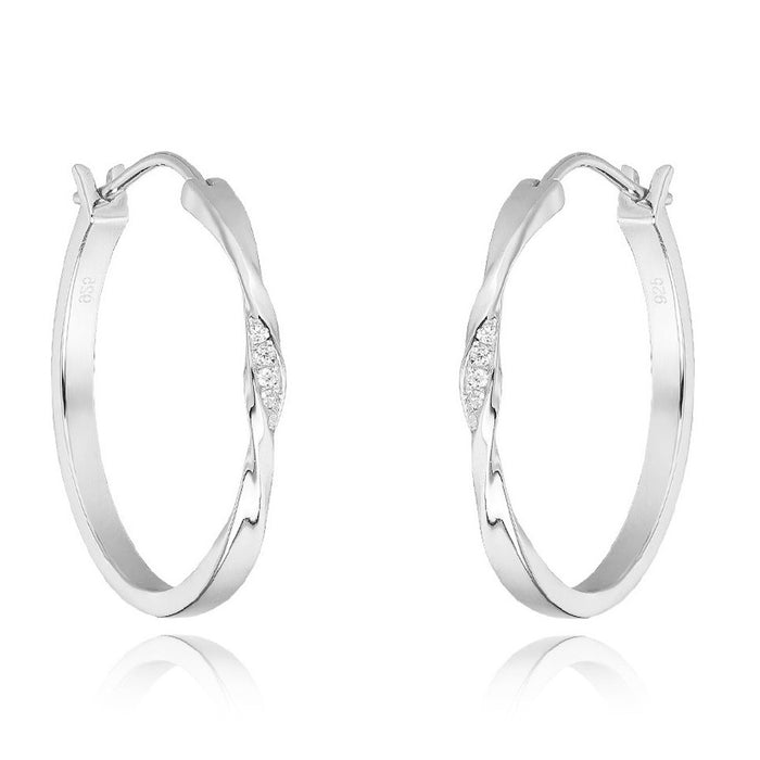 Sterling Silver Twisted Bar Hoops