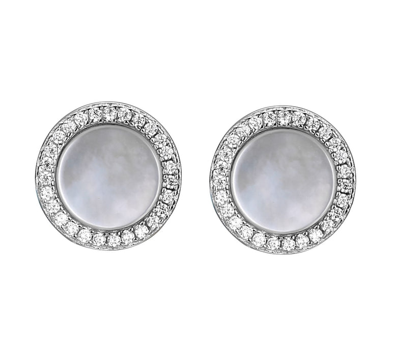 Mother of Pearl Studs: Silver
