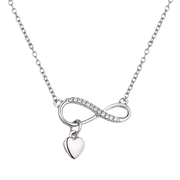 Casablanca Sterling Silver Infinity Necklace with Heart Dangle