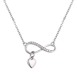 Casablanca Sterling Silver Infinity Necklace with Heart Dangle