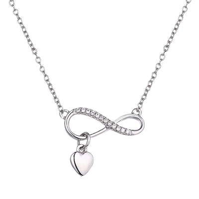 Sterling Silver Infinity Necklace with Heart Dangle