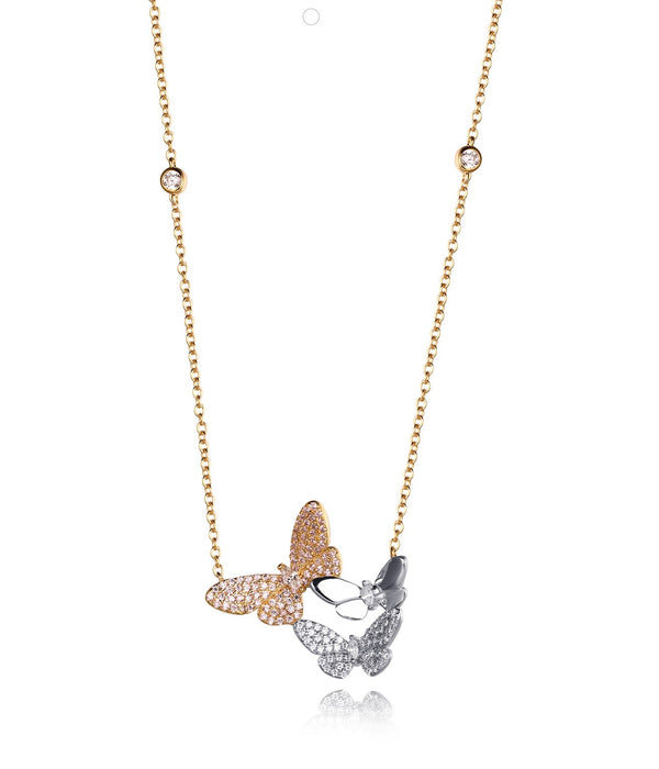 Butterfly Garden Necklace: Two Tone