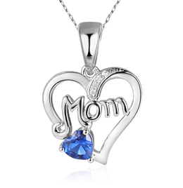 Casablanca Mother's Love Blue Heart Sterling Silver Necklace