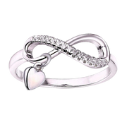 Casablanca Sterling Silver Infinity Ring with Heart Dangle