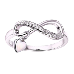 Casablanca Sterling Silver Infinity Ring with Heart Dangle