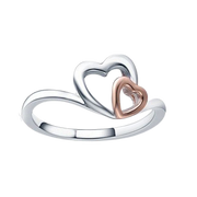 Casablanca Two-Tone Sterling Silver Double Heart Ring