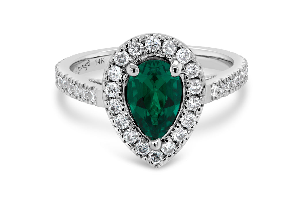 Lab Grown Pear Emerald Gemstone Ring