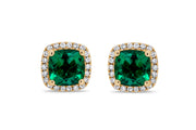 Lab Grown Emerald Cushion Earrings
