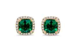Lab Grown Emerald Cushion Earrings