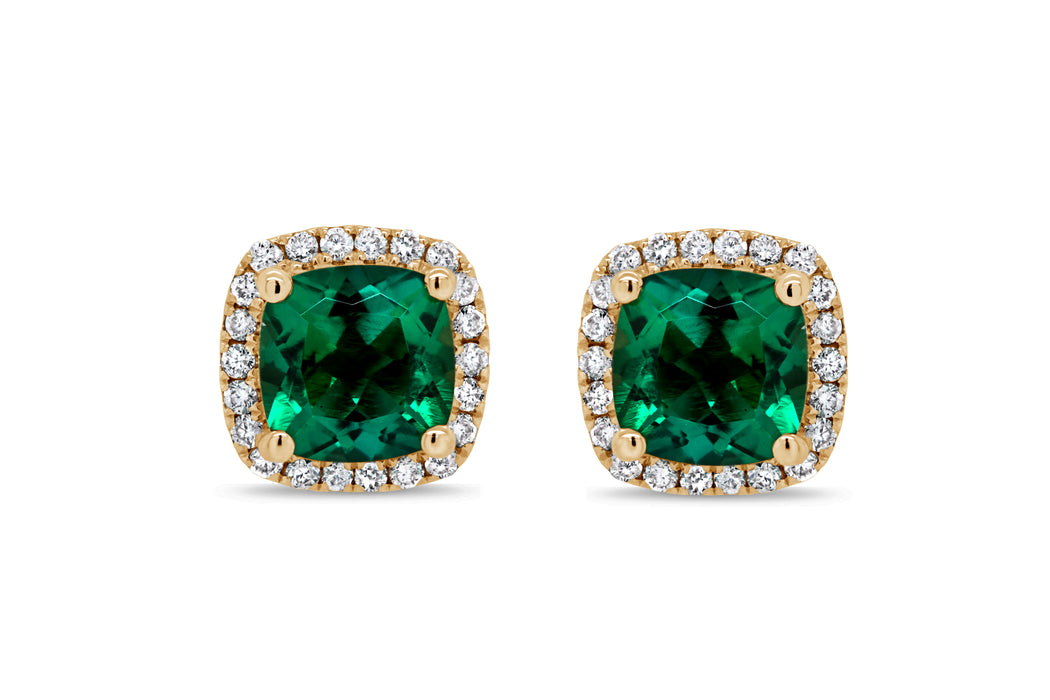 Lab Grown Emerald Cushion Earrings