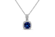 Lab Grown Cushion Sapphire Necklace & Pendant