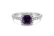 Lab Grown Cushion Amethyst  Ring