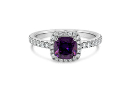 Lab Grown Cushion Amethyst  Ring