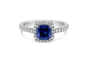 Lab Grown Cushion London Blue Ring