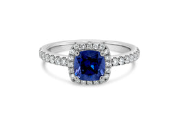 Lab Grown Cushion London Blue Ring