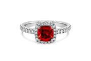 Lab Grown Cushion Garnet Ring