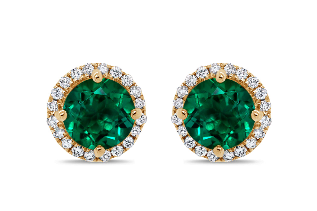 Lab Grown Round Emerald Earrings