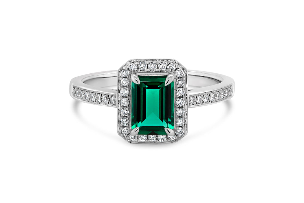 Lab Grown Halo Emerald Ring
