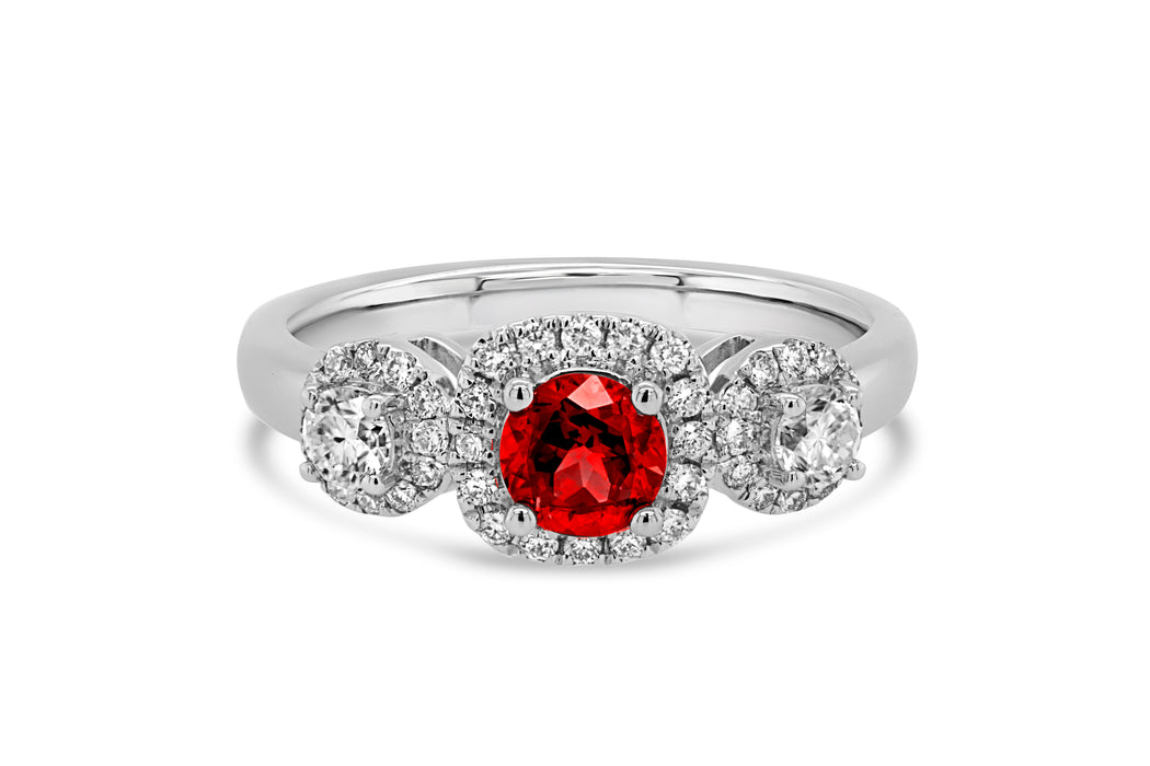 Lab Grown Ruby Halo Ring