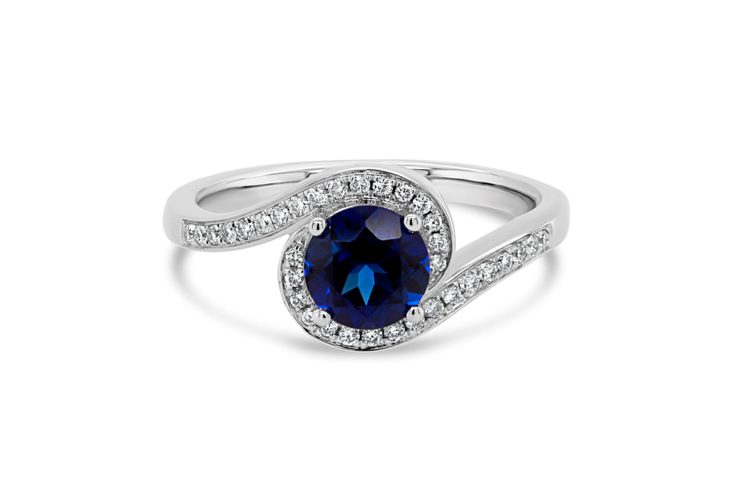 Lab Grown Blue Sapphire Twist Ring