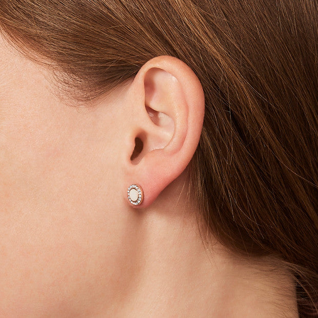Fossil Stone Glitz Earrings: Rose