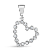 Beaded Heart Pendant: White Gold