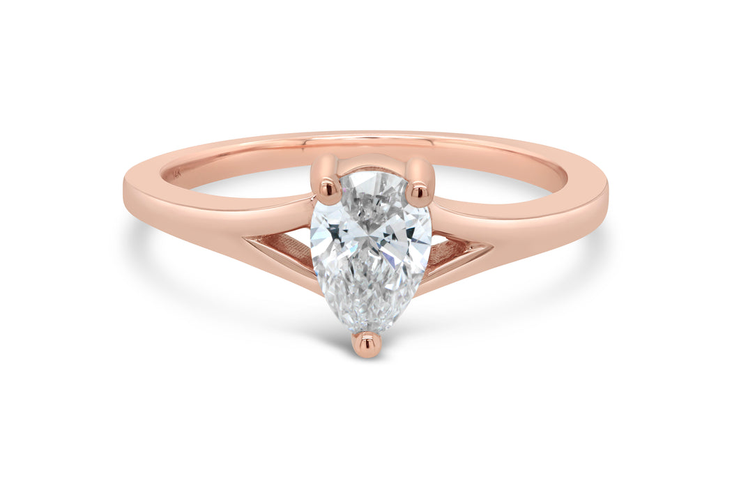 0.70CT Lab Grown Pear Solitaire Engagement Ring