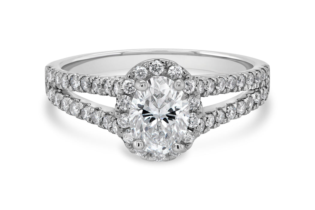 0.95CTW Lab Grown Oval Engagement Ring