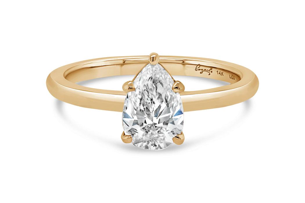 1.00CT Lab Grown Pear Solitaire Engagement Ring