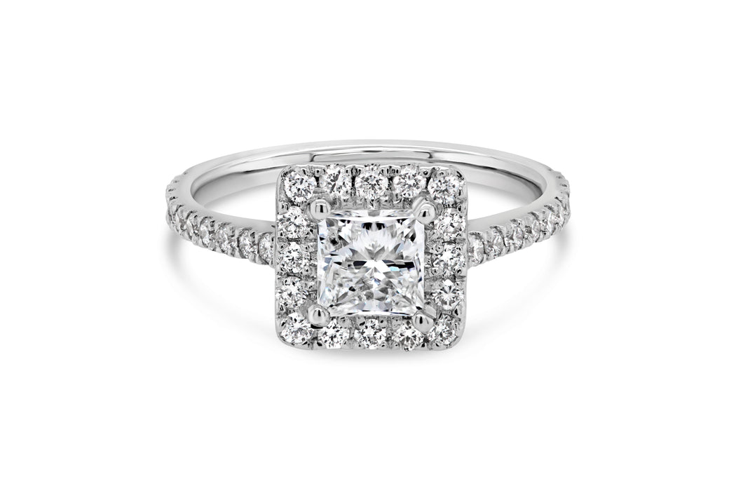 0.93CTW Lab Grown Princess Cut Engagement Ring