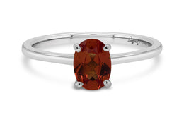 Lab Grown Oval-Cut Orange Sapphire Solitaire Ring in White Gold