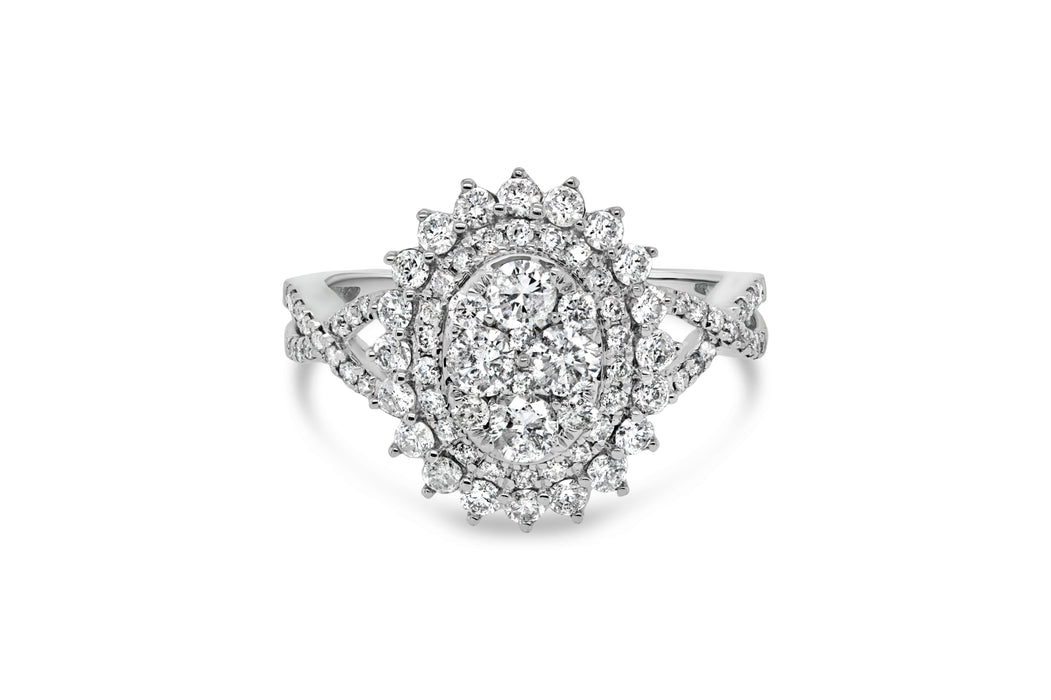 1.29CT Oval Diamond Cluster Fashion Ring