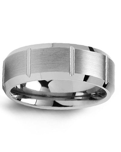 8mm Tungsten Grooved Wedding Band