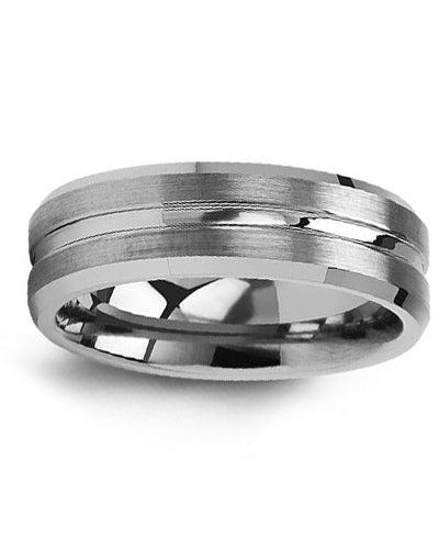 7mm Grooved Tungsten Wedding Band