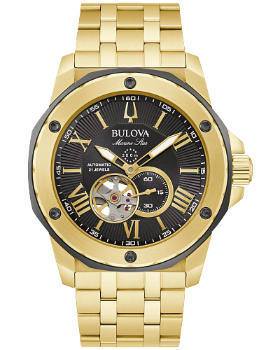 Bulova Marine Star Men's Watch: Gold Tone