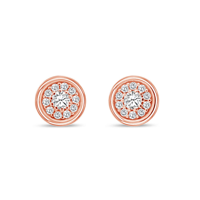 Circle CZ Earrings: Rose Gold
