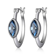 Elle Sterling Silver Expression Crystal Hoops: Blue Denim