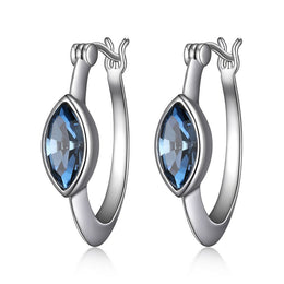 Elle Sterling Silver Expression Crystal Hoops: Blue Denim