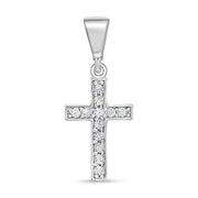 CZ Cross Pendant: White Gold
