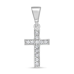 CZ Cross Pendant: White Gold