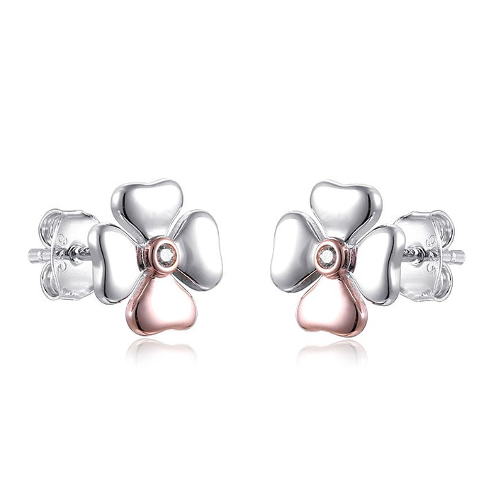 Two-Tone Flower Stud Earrings