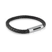 Italgem Classico Men's Black Leather Bracelet