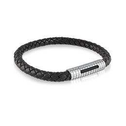 Italgem Classico Men's Black Leather Bracelet