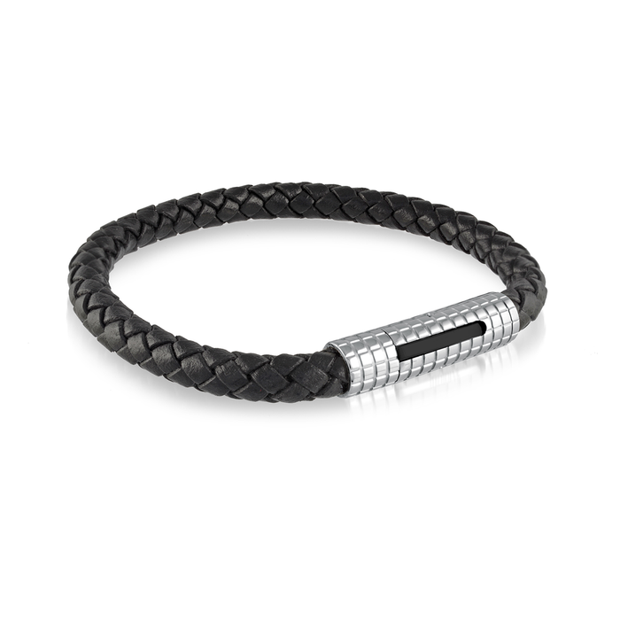 Italgem Classico Black Leather Bracelet